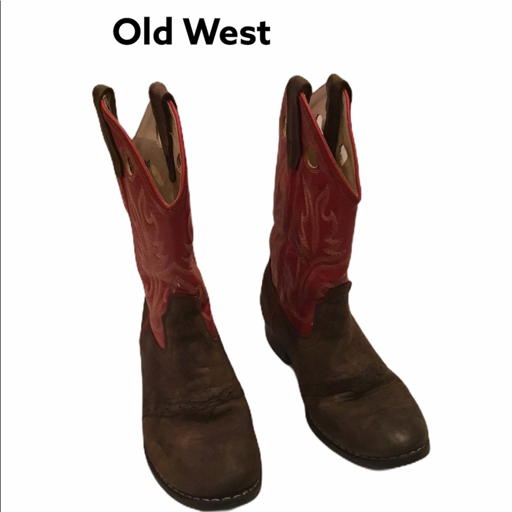 Old West Leather Cowboy Boots - Picture 2 of 4